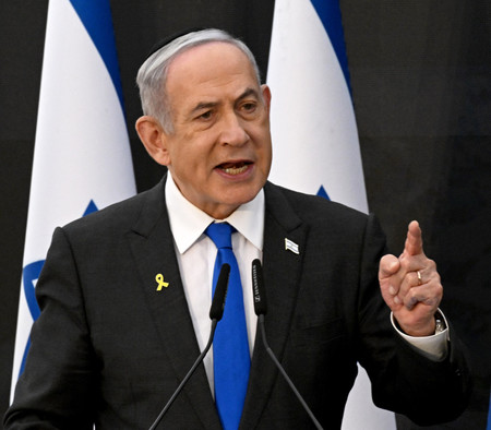 イスラエルのネタニヤフ首相＝１２日、エルサレム（ＡＦＰ時事）