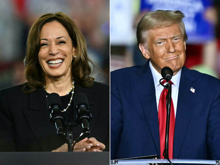 ハリス米副大統領(左)とトランプ前大統領(AFP時事)