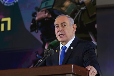 イスラエルのネタニヤフ首相=27日、エルサレム(EPA時事)