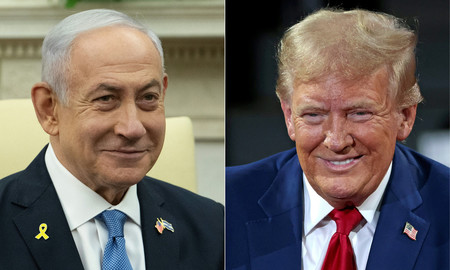 イスラエルのネタニヤフ首相（左）とトランプ次期米大統領（ＡＦＰ時事）