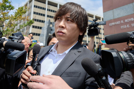 大谷翔平選手の元通訳、水原一平被告=5月14日、米カリフォルニア州ロサンゼルス(EPA時事)