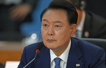 韓国の尹錫悦大統領=11月19日、ブラジル・リオデジャネイロ(AFP時事)