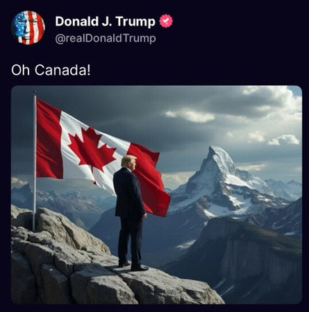 カナダを挑発するトランプ次期米大統領(トランプ氏のSNSより)