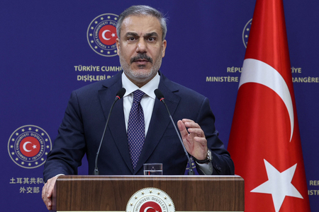 トルコのフィダン外相=2日、アンカラ(AFP時事)