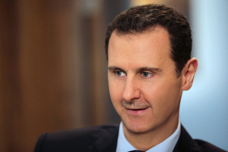 シリアのアサド大統領=2016年2月、ダマスカス(AFP時事)