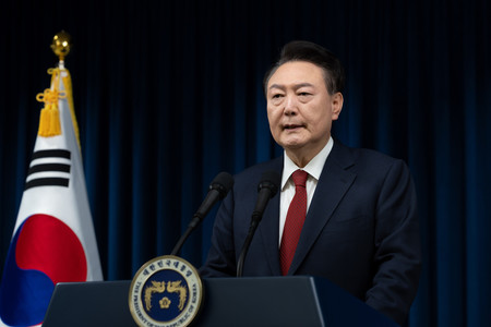 韓国の尹錫悦大統領=7日、ソウル(EPA時事)