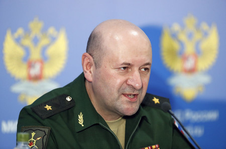 ロシア軍核・化学・生物防護部隊のイーゴリ・キリロフ司令官=2018年6月、モスクワ(EPA時事)