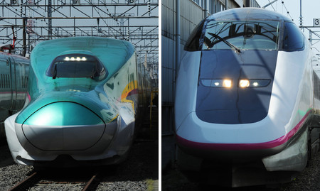 ＪＲ東日本の東北新幹線「Ｅ５系」（写真左）と「Ｅ３系」