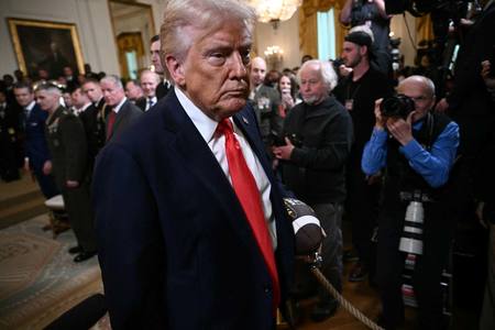 トランプ米大統領=15日、ワシントン(AFP時事)