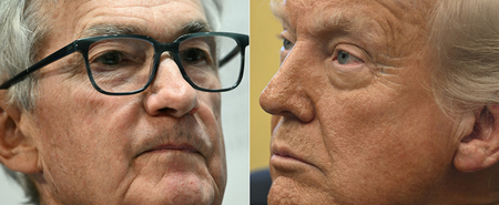 米連邦準備制度理事会（ＦＲＢ）のパウエル議長（写真左）とトランプ大統領（ＡＦＰ時事）