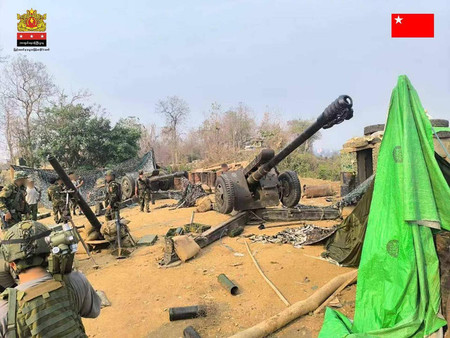 ミャンマー地震後の7日、抵抗勢力が占拠したとする北部ザガイン地域の国軍基地=「国民統一政府」(NUG)のフェイスブックより