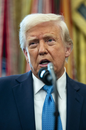 トランプ米大統領＝２２日、ワシントン（ＥＰＡ時事）