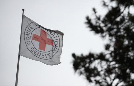 赤十字国際委員会（ＩＣＲＣ）の旗（ＡＦＰ時事）