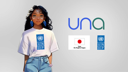 国連開発計画(UNDP)が、大阪・関西万博で展示する対話型AI(人工知能)を使った女性キャラクター、ウナのイメージ(UNDP提供)