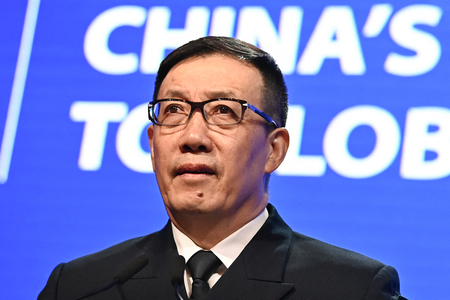 中国の董軍国防相＝２０２４年６月、シンガポール（ＡＦＰ時事）