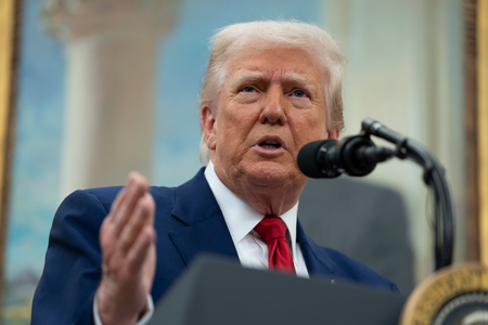 トランプ米大統領＝２８日、ワシントン（ＥＰＡ時事）