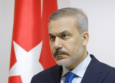 トルコのフィダン外相＝５月３０日、ウクライナ・キーウ（ＥＰＡ時事）