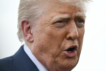 トランプ米大統領=8日、東部ニュージャージー州モリスタウン(AFP時事)