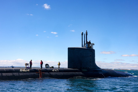 米国のバージニア級原子力潜水艦=3月16日、オーストラリア西部沖(AFP時事)