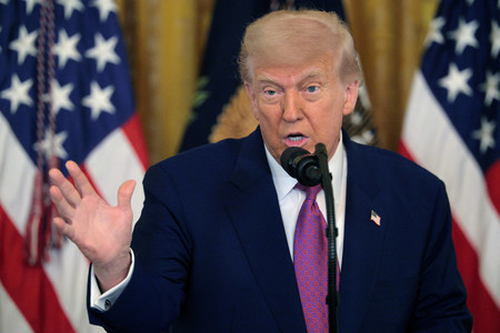 トランプ米大統領＝１２日、ワシントン（ＡＦＰ時事）