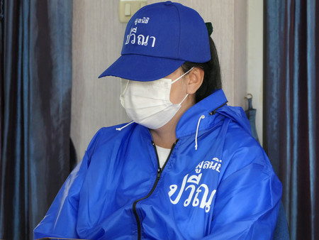 中国人組織が旧ソ連構成国ジョージア(グルジア)で運営する「卵子採取場」疑惑について証言するタイ人女性=2月、バンコク近郊