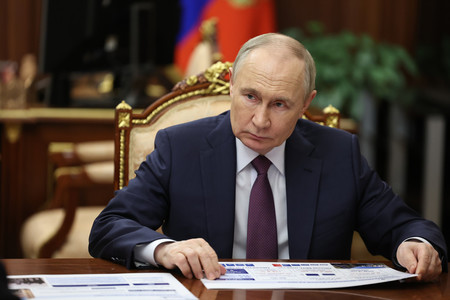 ロシアのプーチン大統領＝１６日、モスクワ（ＥＰＡ時事）