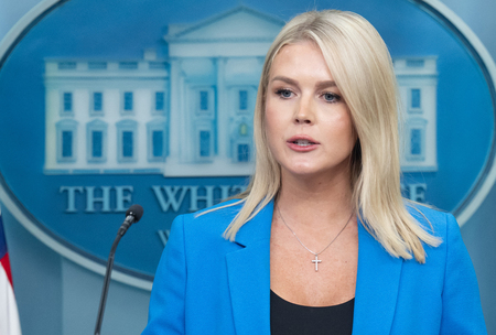 レビット米大統領報道官=11日、ワシントン(AFP時事)