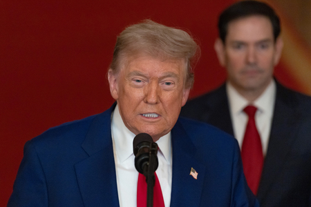 トランプ米大統領＝２１日、ワシントン（ＥＰＡ時事）