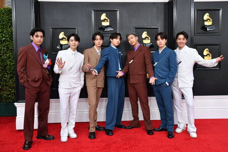 韓国の男性音楽グループ「ＢＴＳ」のメンバー＝２０２２年４月、米西部ネバダ州ラスベガス（ＡＦＰ時事）