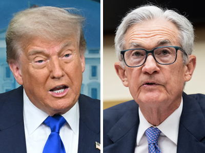 トランプ米大統領（写真左）と連邦準備制度理事会（ＦＲＢ）のパウエル議長（いずれもＡＦＰ時事）