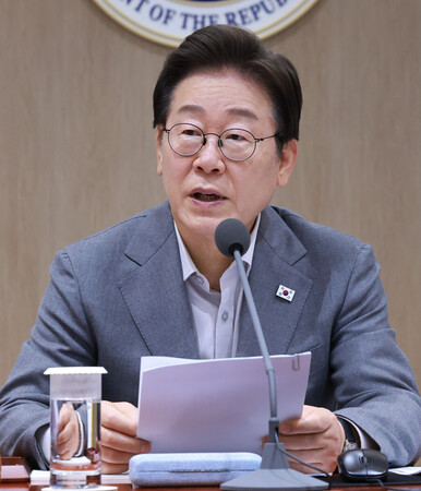 韓国の李在明大統領=15日、ソウル(EPA時事)