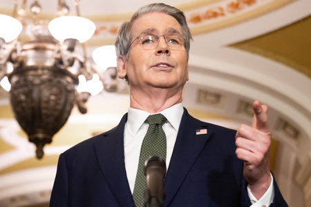 ベセント米財務長官=6月24日、ワシントン(AFP時事)