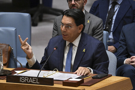 イスラエルのダノン国連大使＝６月２４日、ニューヨーク（ＡＦＰ時事）