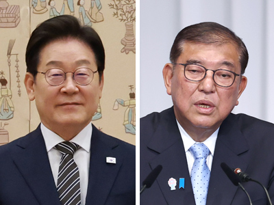 韓国の李在明大統領（写真左、ＥＰＡ時事）と石破茂首相