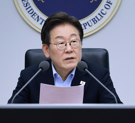 韓国の李在明大統領=7月31日、ソウル(EPA時事)