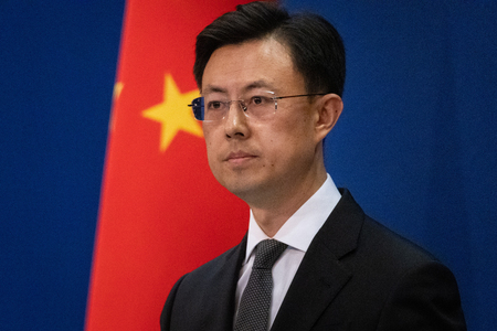 中国外務省の郭嘉昆副報道局長＝６月２３日、北京（ＥＰＡ時事）