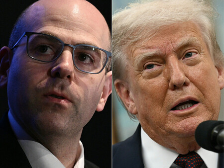 トランプ米大統領（右）が連邦準備制度理事会（ＦＲＢ）の理事に指名したホワイトハウスのミラン大統領経済諮問委員会（ＣＥＡ）委員長（ＡＦＰ時事）