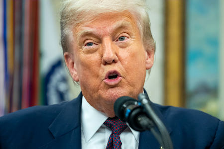 トランプ米大統領＝６日、ワシントン（ＥＰＡ時事）