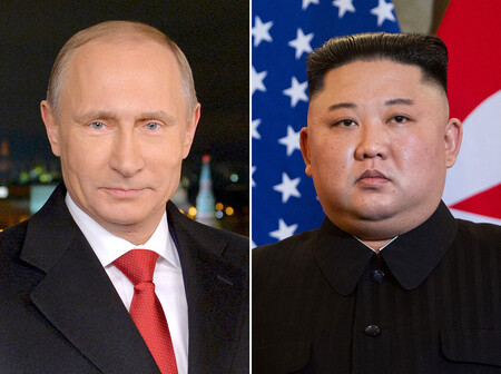 ロシアのプーチン大統領（左）と北朝鮮の金正恩朝鮮労働党総書記（ＡＦＰ時事）