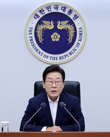 韓国の李在明大統領=14日、ソウル(EPA時事)