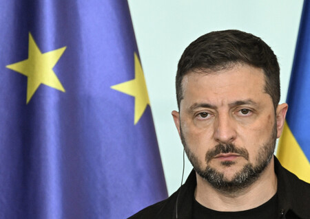 ウクライナのゼレンスキー大統領＝１３日、ベルリン（ＡＦＰ時事）