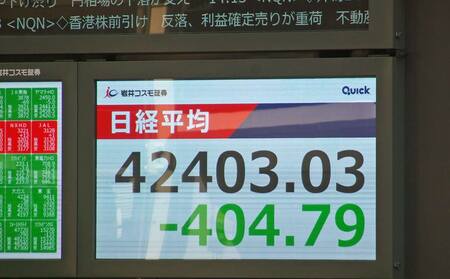 平均株価を示す証券会社店頭のボード=26日午後、東京都中央区