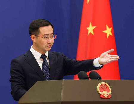 中国外務省の林剣副報道局長(EPA時事)