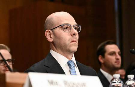 米上院公聴会で証言するミラン大統領経済諮問委員会（ＣＥＡ）委員長＝４日、ワシントン（ＡＦＰ時事）
