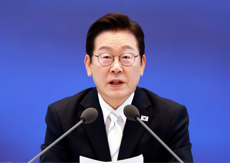 韓国の李在明大統領=11日、ソウル(EPA時事)