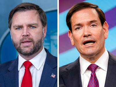 バンス米副大統領(写真左、EPA時事)とルビオ国務長官(AFP時事)