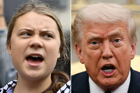 トランプ米大統領(右)とスウェーデンの環境活動家グレタ・トゥンベリさん(AFP時事)