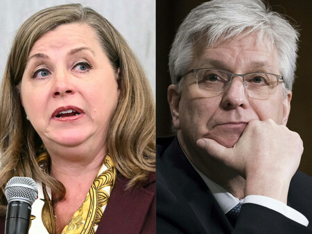 米連邦準備制度理事会(FRB)のボウマン副議長(左)とウォラー理事(AFP時事)