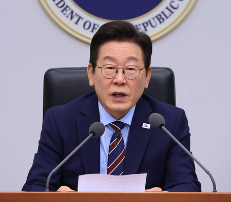 韓国の李在明大統領=2日、ソウル(EPA時事)